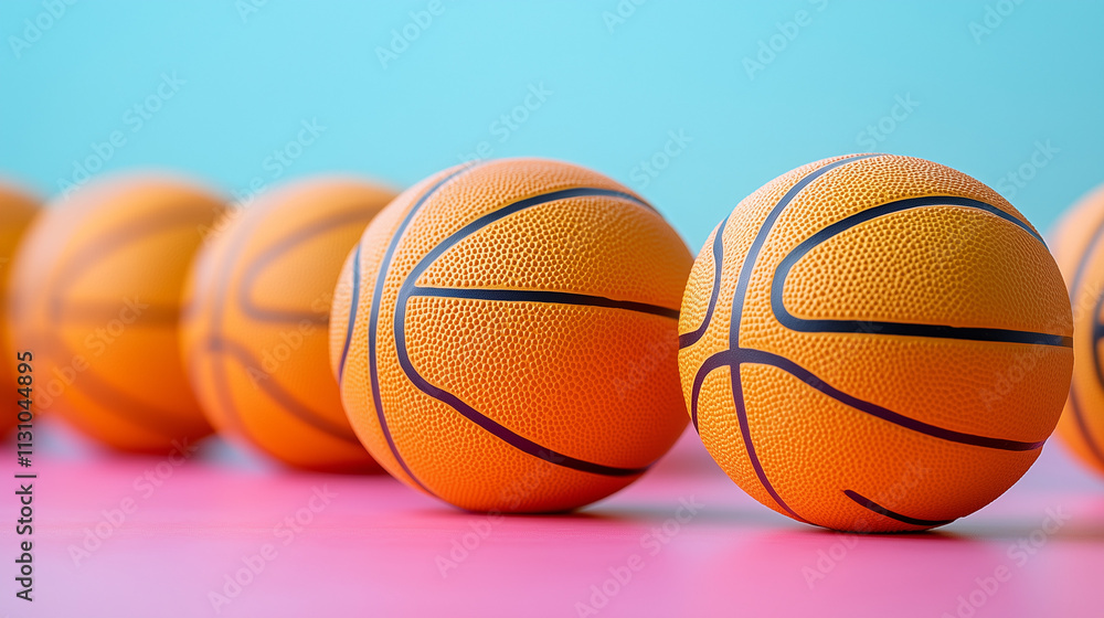 Obraz premium Product shoot of basketballs arranged a minimalistic setting clean lines