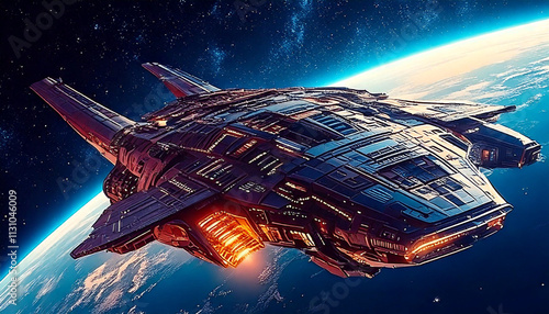 Wallpaper Mural spaceship flying over the earth Torontodigital.ca