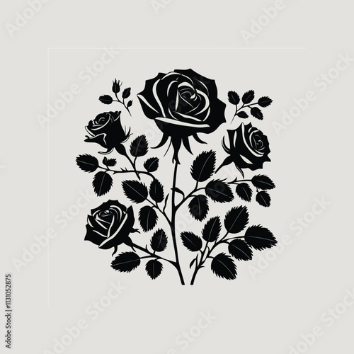 Rose set black silhouette 