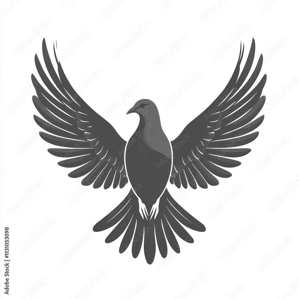 Fototapeta premium Stylized grey dove with outstretched wings.