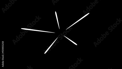 Set of 8 Smooth animated line s, Motion Graphic design elements in alpha channel, Tapered stroke pop up, doodle pop