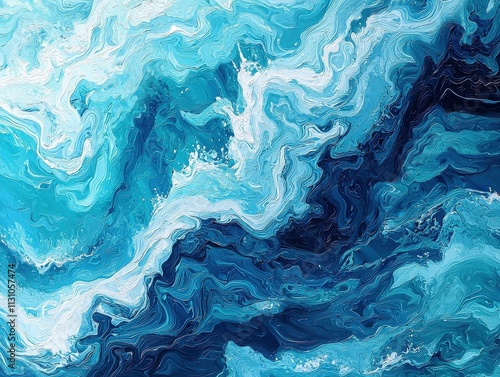 Wallpaper Mural Abstract design of serene oceanic waves a close-up digital illustration Torontodigital.ca