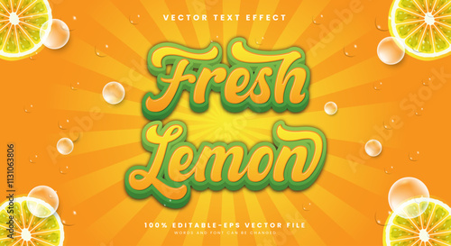 Fresh Lemon 3d editable text effect template suitable for Summer fruit