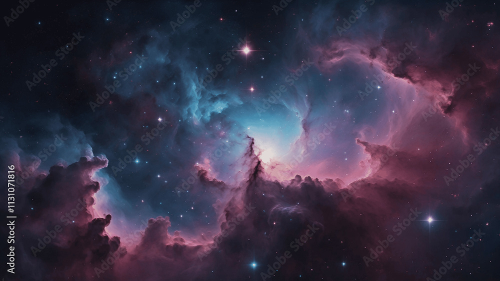 Fototapeta premium Colorful Space Galaxy Nebula with Starry Night and Supernova Glow