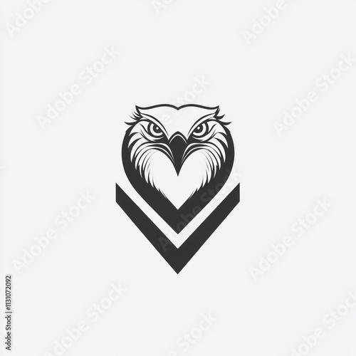 Hawk head logo design in a heart shape with chevron. photo