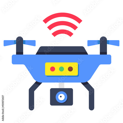 A flat design icon of smart drone