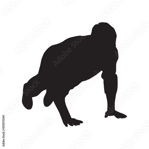 Man crawling silhouette black and white icon design