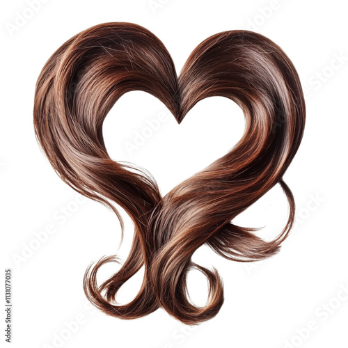 Brown hair in shape of heart isolated on a transparent background