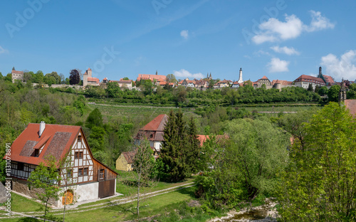 View of the old town of Rothenburg ob der Tauber in Bavaria