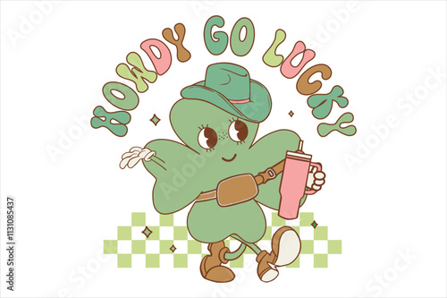 St.Patrick’s Day T shirt Design, Western, St.Patrick’s Day, Howdy Go Lucky,