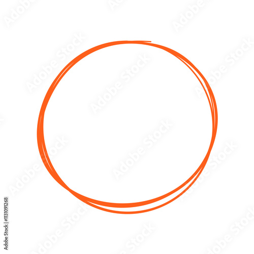 Orange circle line hand drawn