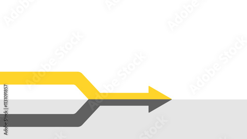 Yellow and gray arrows converging and pointing forward on a white and gray background