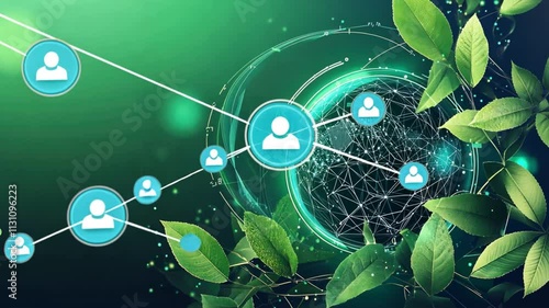 A green background with a blue sphere in the middle