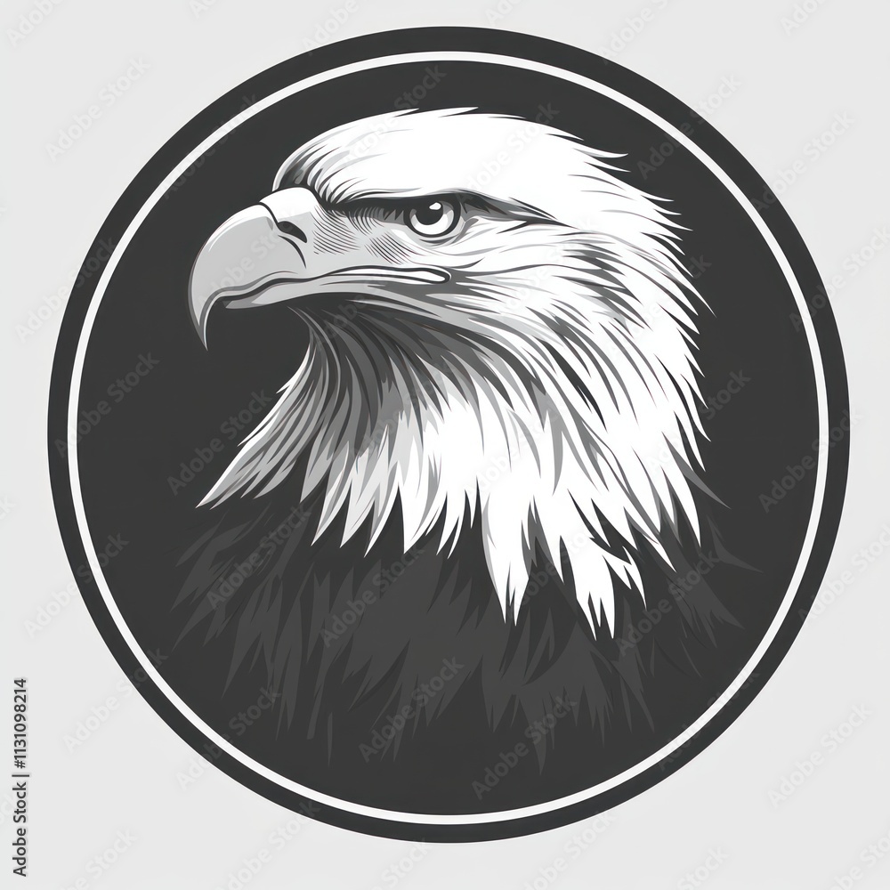 Obraz premium Monochrome eagle head profile in a circle.