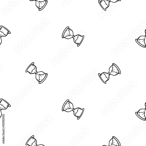 Simple seamless pattern with hourglass. Hand drawn icons, signs and symbols of business, marketing and politics. Vector editable background