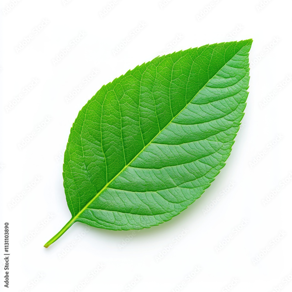 Obraz premium Nature's vibrant green leaf close-up organic life studio setting macro view botanical beauty