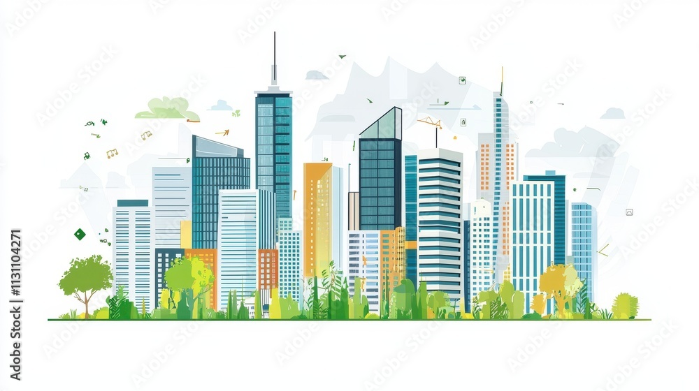 Fototapeta premium Smart City Concept with Advanced Infrastructure and Intelligent Design in Urban Landscape