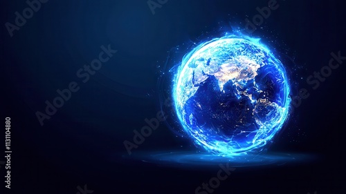 A stunning visual of the Earth surrounded by a vibrant blue glow, representing technology and the interconnectedness of our planet.
