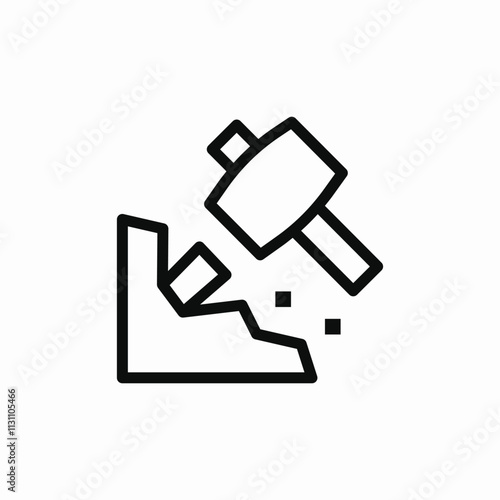 hammer chisel rock icon sign vector