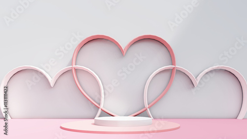valentine display podium pedestal platform product stage minimal mockup background. valentine day scene geometric studio showcase stand abstract modern light show. shape realistic empty backdrop.
