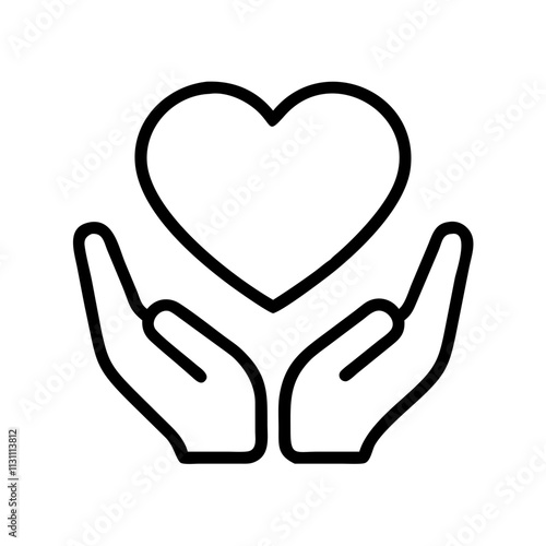 compassion heart icon, mental health line art, health awareness icon - simple black line art icon of compassion heart, for mental health celebrations. health awarenes vector art.