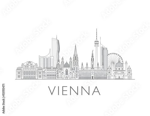 Schilderij op canvas Vienna skyline cityscape vector illustration