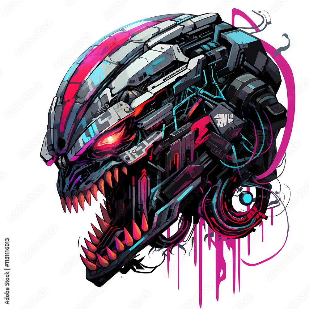 Fototapeta premium Cybernetic Beast: A Fusion of Technology and Rage