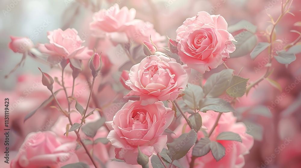 Fototapeta premium Elegant Mix of Blooming Flowers: Aesthetic Nature and Vibrant Petals Display