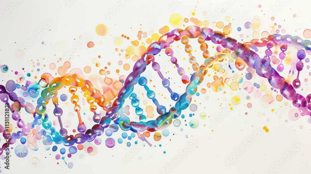 Fototapeta premium an abstract DNA helix with vibrant colors and dots