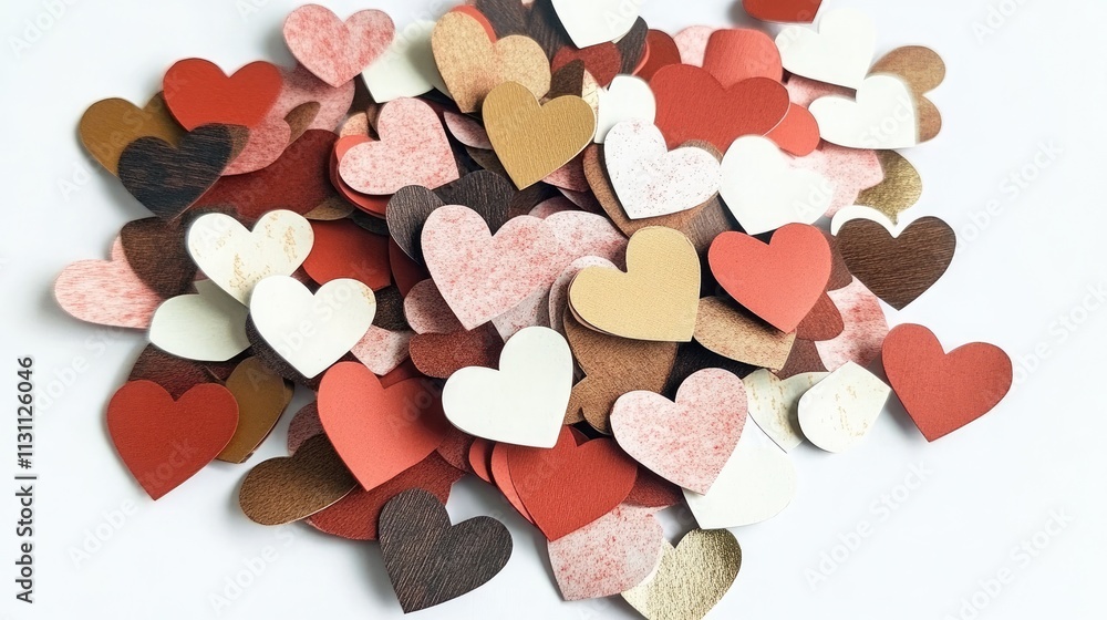 Obraz premium Adorable Pile of Paper Hearts in Various Shades and Shapes, Ideal for Crafting Romantic Valentine's Day Cards or Decor 