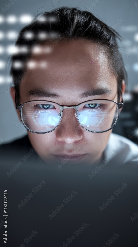 Fototapeta premium IT professional developing computer chip design through artificial intelligence Generative aI