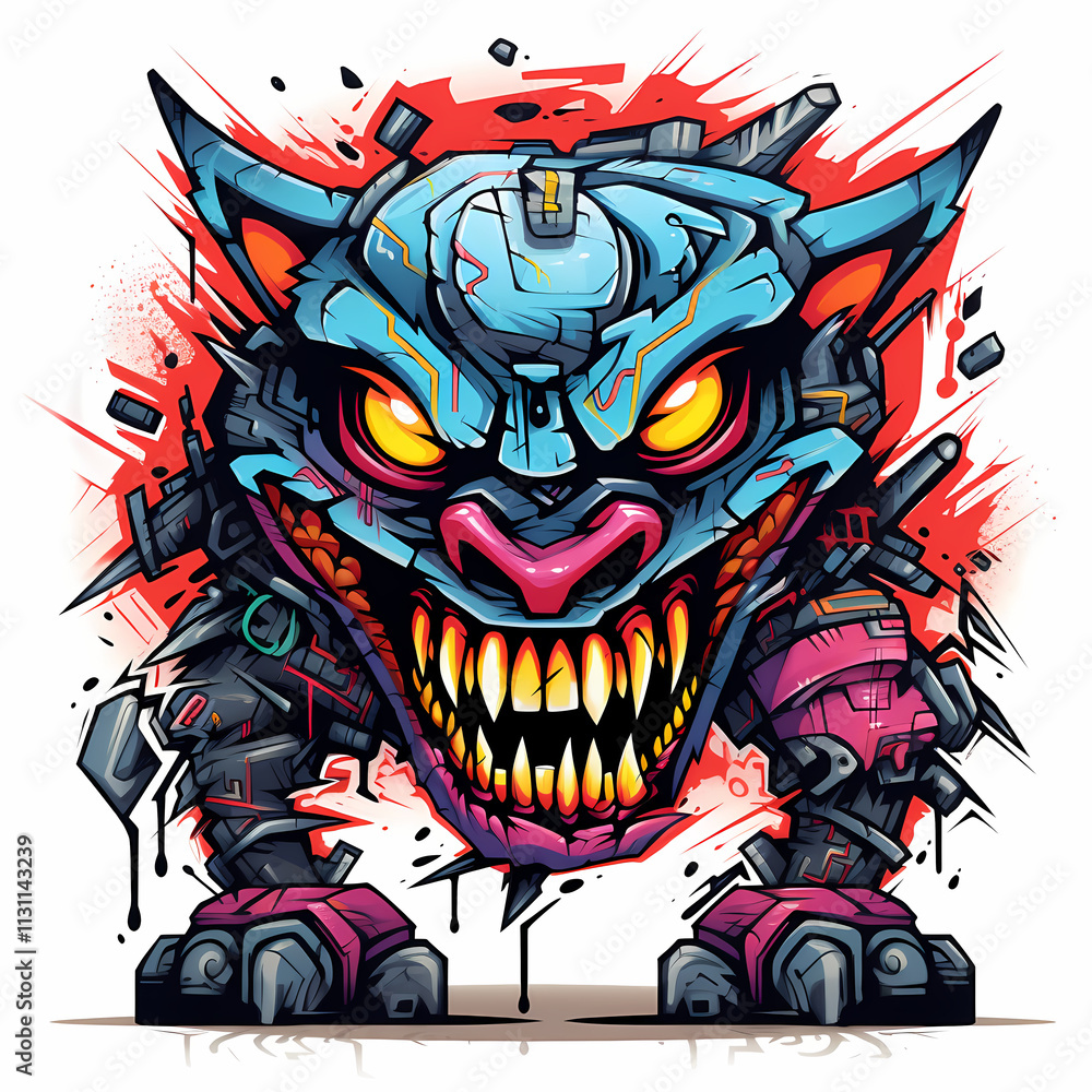 Obraz premium Cybernetic Beast: A Fusion of Technology and Ferocity
