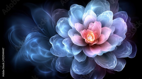 An abstract neon fractal wallpaper with intricate swirling patterns set against a deep space backdrop, offering a futuristic and captivating cosmic design.