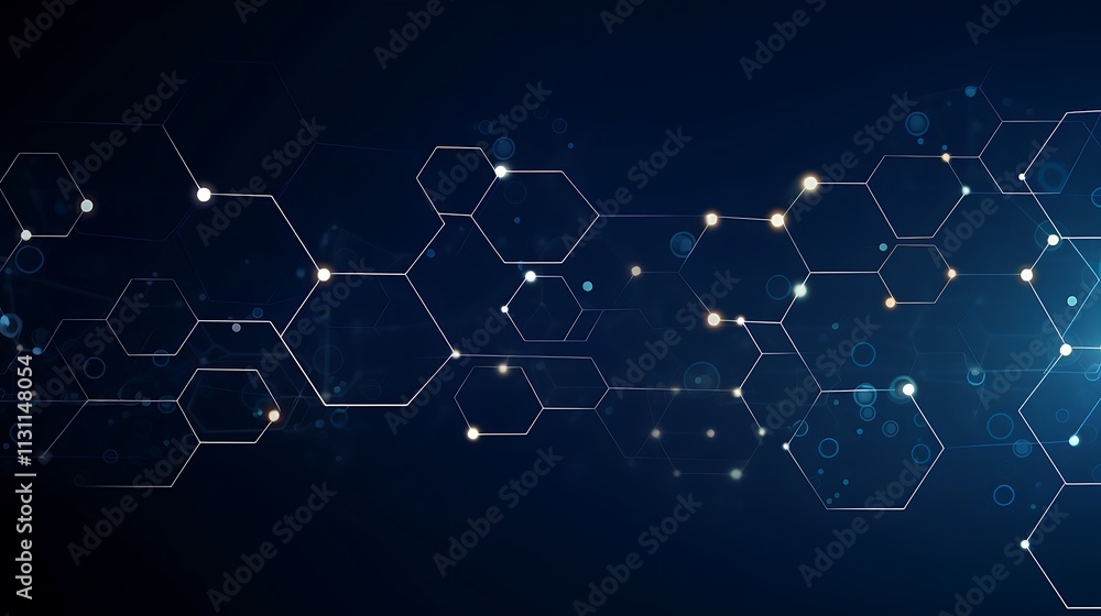 Obraz premium Abstract digital background with hexagons and glowing elements.