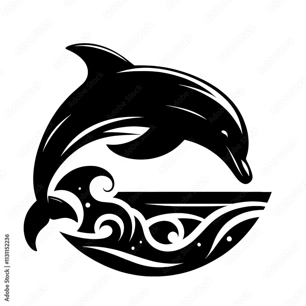 Obraz premium Dolphin leaping over waves. (1)