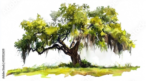 Majestic Oak: A Watercolor Masterpiece