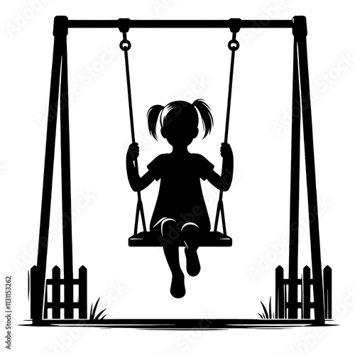 Girl on swing set silhouette.