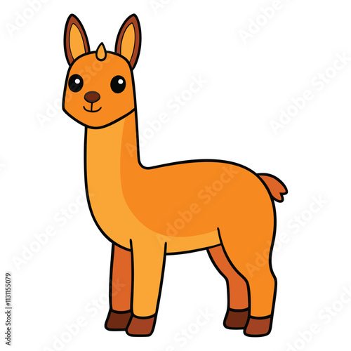 Vicuna cute childish cartoon illustration. Vector vicuna isolated on white background Flat design element