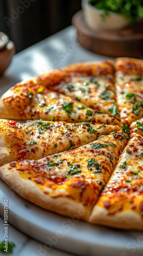 Wallpaper Mural Calabrian chili pizza on marble counter with bright daylight streaming Torontodigital.ca