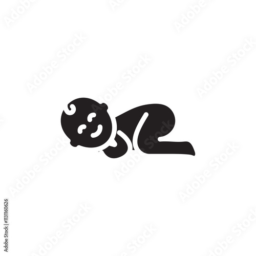 Sleeping baby icon Isolated flat vector in outline