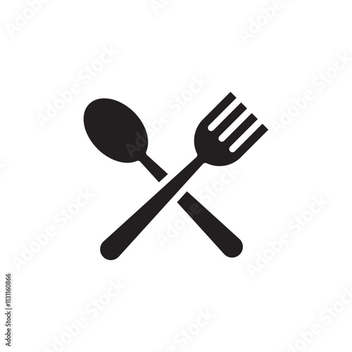 Spoon and fork icon Isolated flat vector in outline