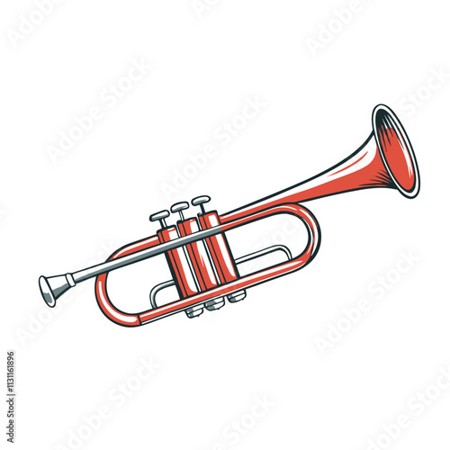 Red trumpet on white background.