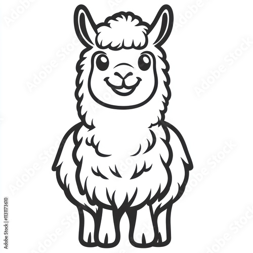 Cute cartoon llama illustration.