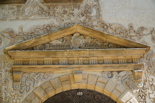 Decorations on wall - Grodno Castle, Zagorze Slaskie, Poland photo