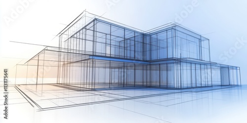 Modern House Architectural Blueprint Design 3D Rendering