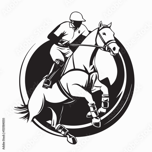 Polo Player Vector image. Polo Rider Horse Play Action Stock Illustrations 
