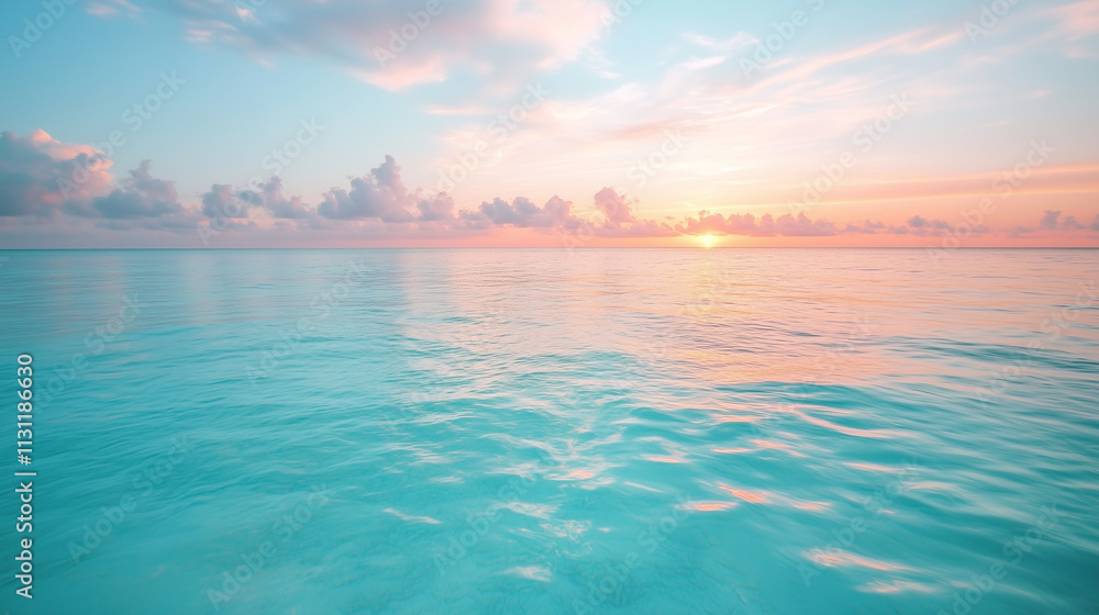 Obraz premium view of beautiful ocean view with clear water and sunrise