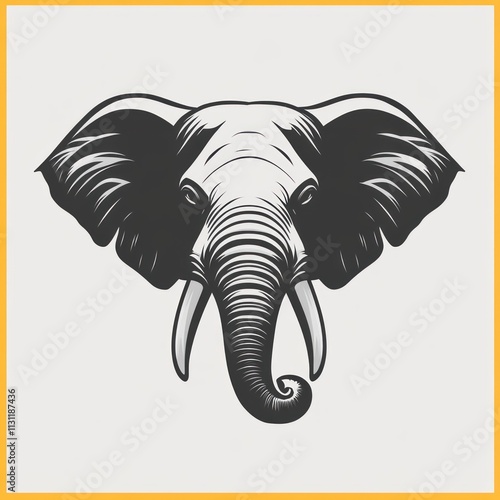 Wallpaper Mural Monochrome illustration of an elephant's head. Torontodigital.ca