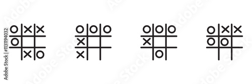 Tic tac toe strategy. Tic tac toe hand drawn.