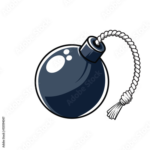 bomb vector, bomb with rope vector art illustration